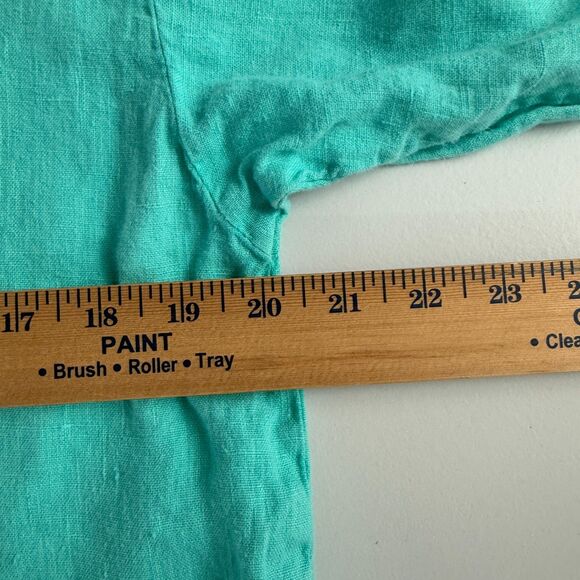 Liz and Jane Women's Turquoise Blue 100% Linen Button Front Top Size M - Picture 8 of 12